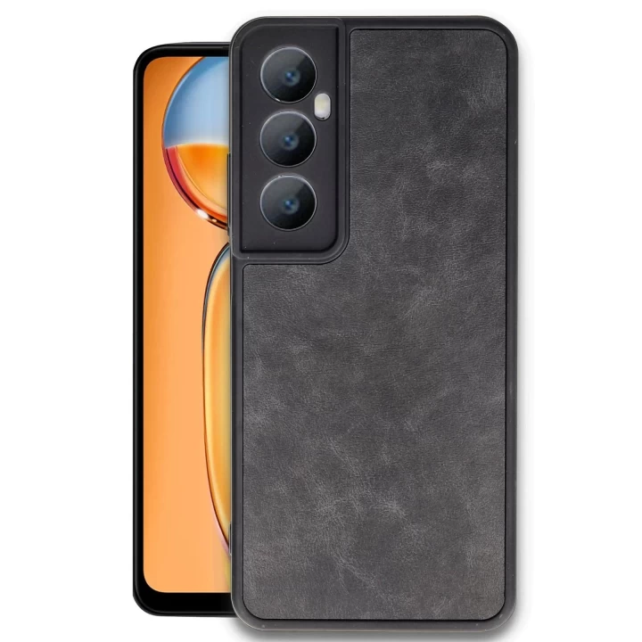 Realme C65 Kılıf Aras Deri Kapak - Siyah