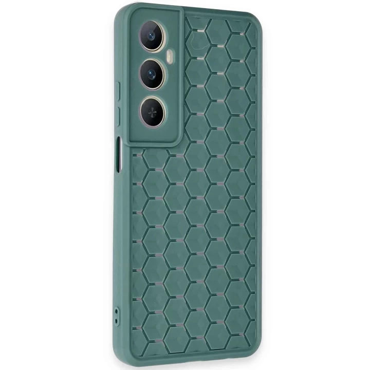 Realme C65 Kılıf Petek Silikon Kapak - Koyu Yeşil