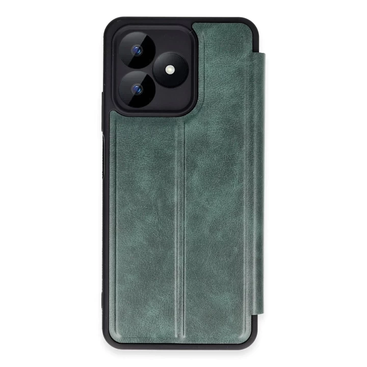 Realme Note 50 4G Kılıf Flip Cover - Koyu Yeşil