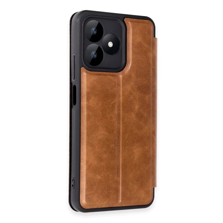 Realme Note 50 4G Kılıf Flip Cover - Taba