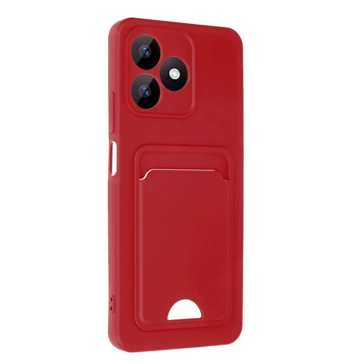 Realme Note 50 4G Kılıf Kelvin Kartvizitli Silikon - Kırmızı