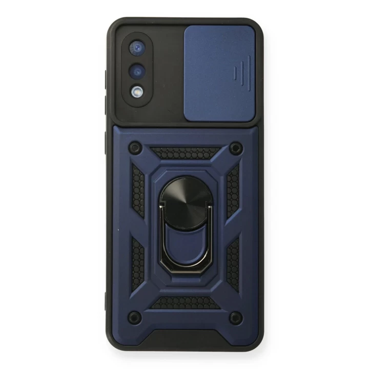 Samsung Galaxy A02 Kılıf Pars Lens Yüzüklü Silikon - Lacivert