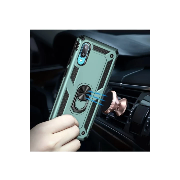 Samsung Galaxy A02 Kılıf Sofya Yüzüklü Silikon Kapak - Yeşil
