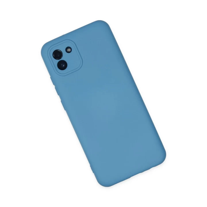 Samsung Galaxy A03 Kılıf Nano içi Kadife Silikon - Mavi