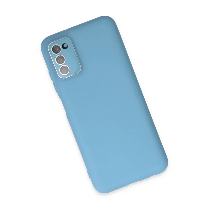 Samsung Galaxy A03S Kılıf Lansman Glass Kapak - Mavi