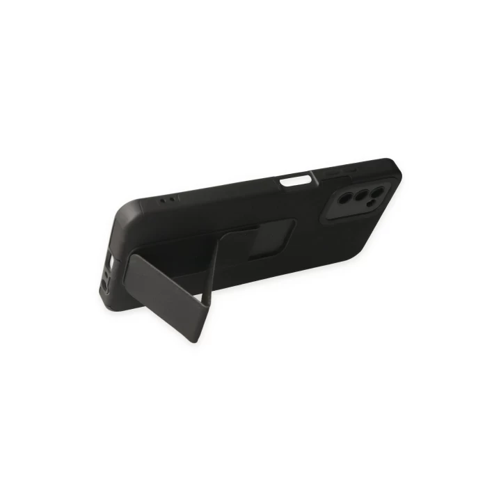Samsung Galaxy A03S Kılıf Mega Standlı Silikon - Siyah