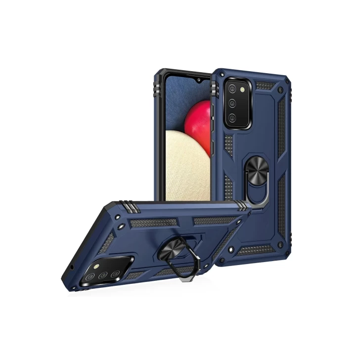 Samsung Galaxy A03S Kılıf Sofya Yüzüklü Silikon Kapak - Lacivert