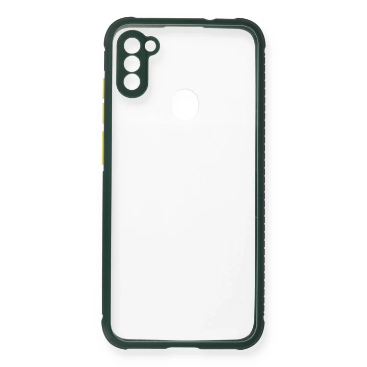 Samsung Galaxy A11 Kılıf Miami Şeffaf Silikon - Koyu Yeşil