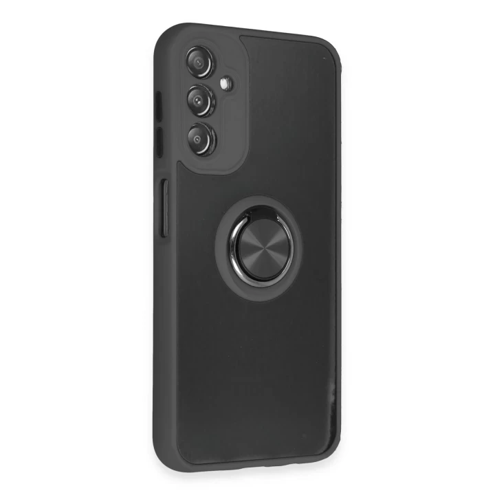 Samsung Galaxy A14 4G Kılıf Montreal Yüzüklü Silikon Kapak - Siyah