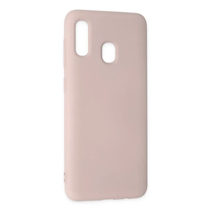 Samsung Galaxy A20 Kılıf Nano içi Kadife Silikon - Pudra