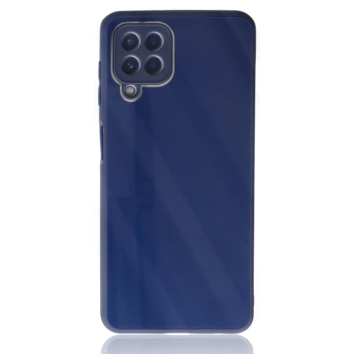 Samsung Galaxy A22 Kılıf Glass Kapak - Lacivert