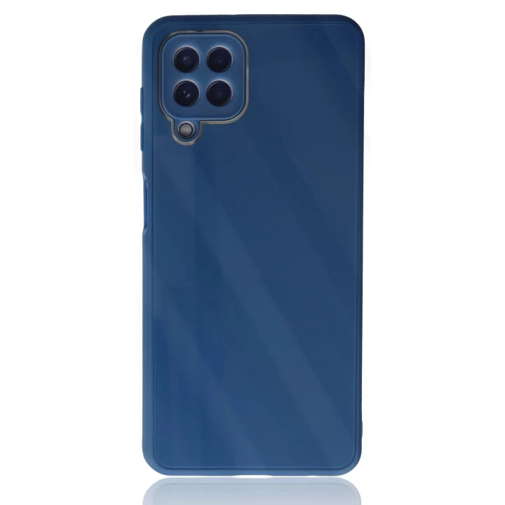 Samsung Galaxy A22 Kılıf Glass Kapak - Mavi