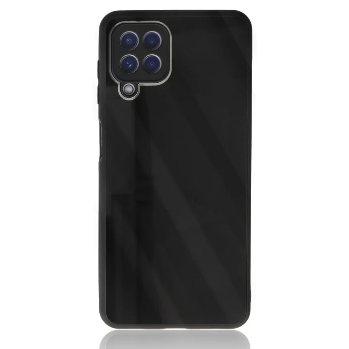 Samsung Galaxy A22 Kılıf Glass Kapak - Siyah