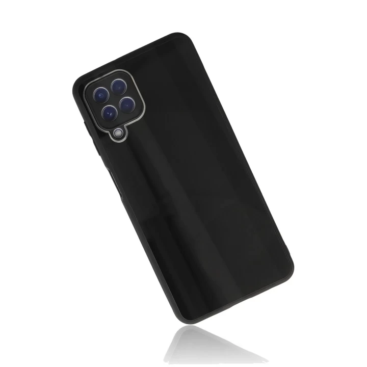 Samsung Galaxy A22 Kılıf Glass Kapak - Siyah