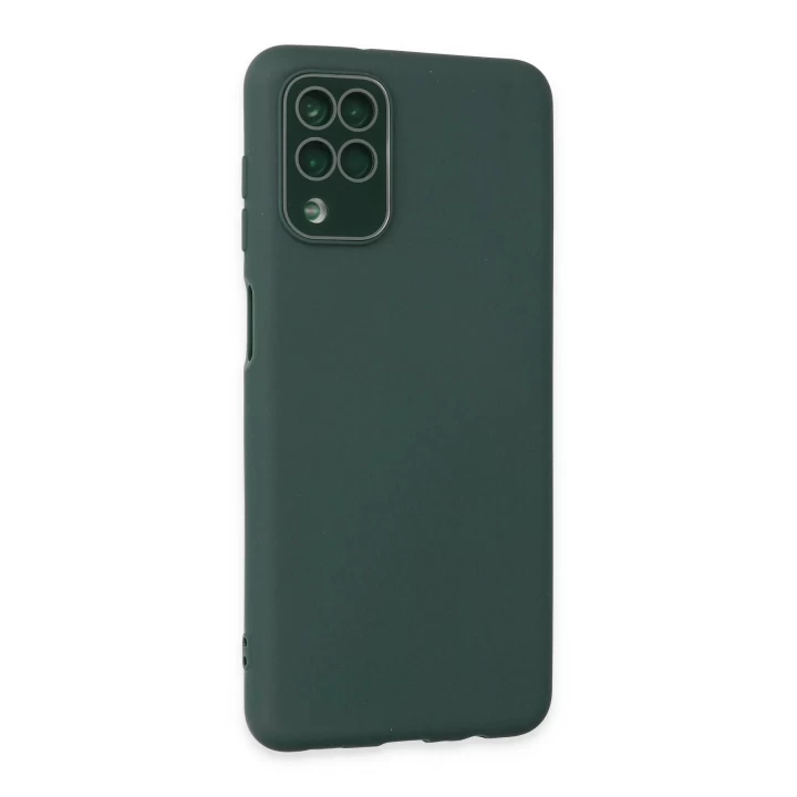 Samsung Galaxy A22 Kılıf Lansman Glass Kapak - Koyu Yeşil