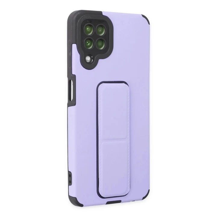Samsung Galaxy A22 Kılıf Mega Standlı Silikon - Lila