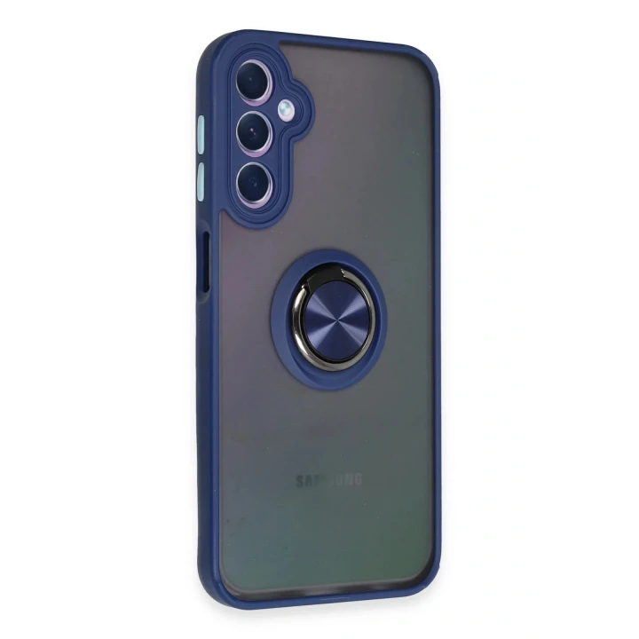 Samsung Galaxy A24 4G Kılıf Montreal Yüzüklü Silikon Kapak - Lacivert