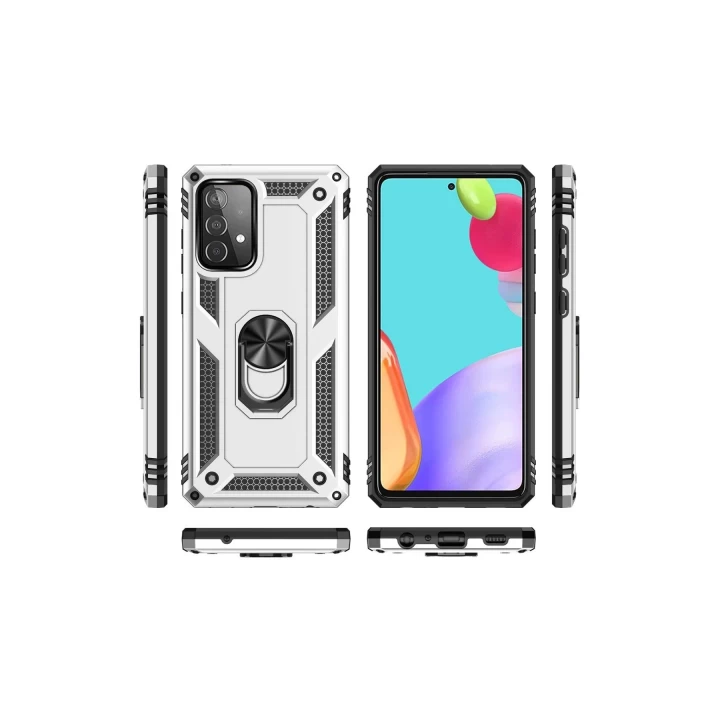 Samsung Galaxy A33 5G Kılıf Sofya Yüzüklü Silikon Kapak - Gümüş