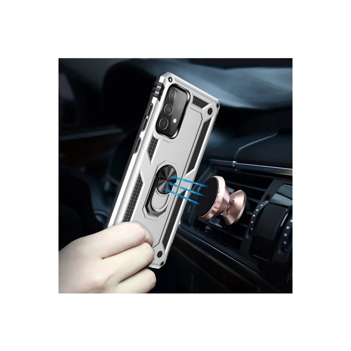 Samsung Galaxy A33 5G Kılıf Sofya Yüzüklü Silikon Kapak - Gümüş