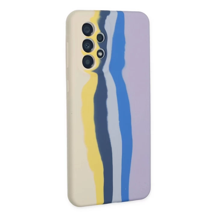 Samsung Galaxy A53 5G Kılıf Ebruli Lansman Silikon - Sarı-Lila