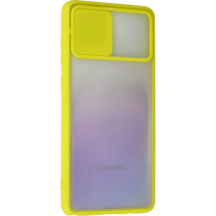 Samsung Galaxy A81 / Note 10 Lite Kılıf Palm Buzlu Kamera Sürgülü Silikon - Sarı