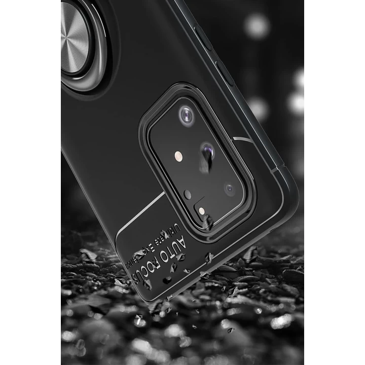 Samsung Galaxy A91 / S10 Lite Kılıf Range Yüzüklü Silikon - Siyah-Kırmızı