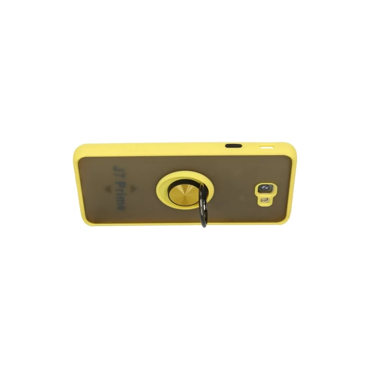 Samsung Galaxy J7 Prime Kılıf Montreal Yüzüklü Silikon Kapak - Sarı