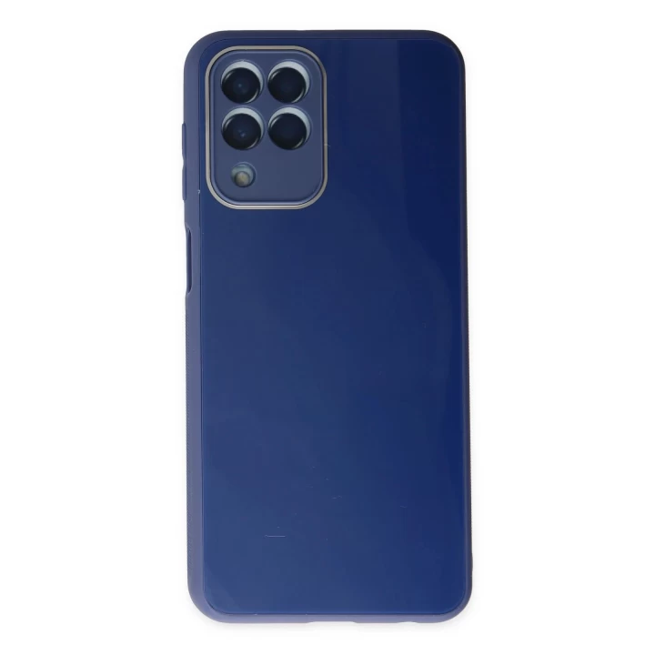 Samsung Galaxy M33 Kılıf Glass Kapak - Lacivert