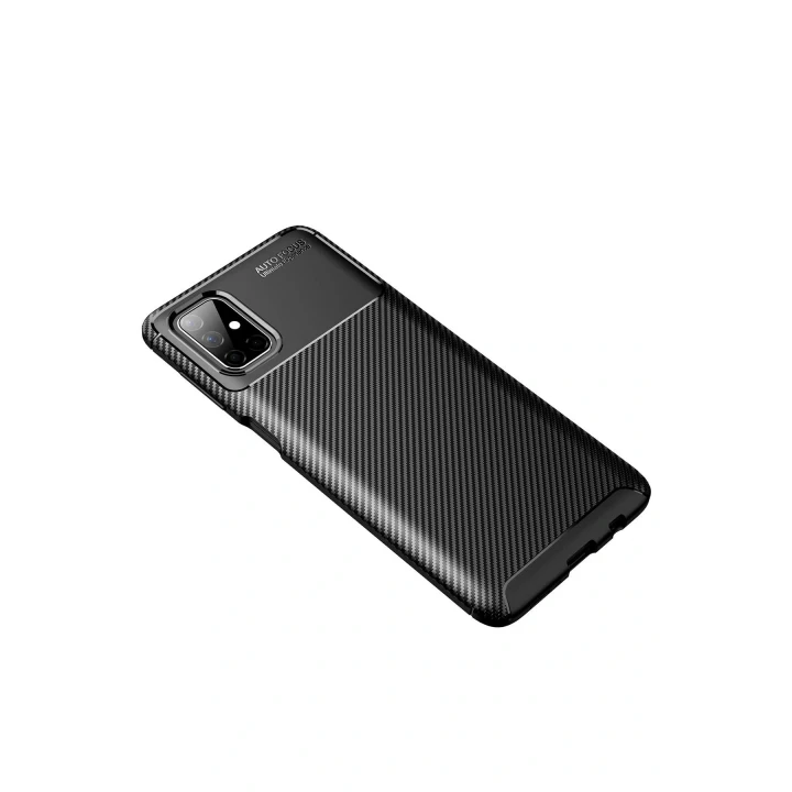 Samsung Galaxy M51 Kılıf Auto Focus Karbon Kapak - Siyah