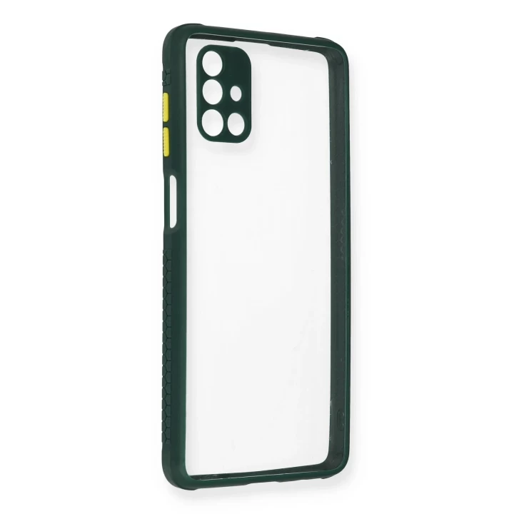 Samsung Galaxy M51 Kılıf Miami Şeffaf Silikon - Koyu Yeşil