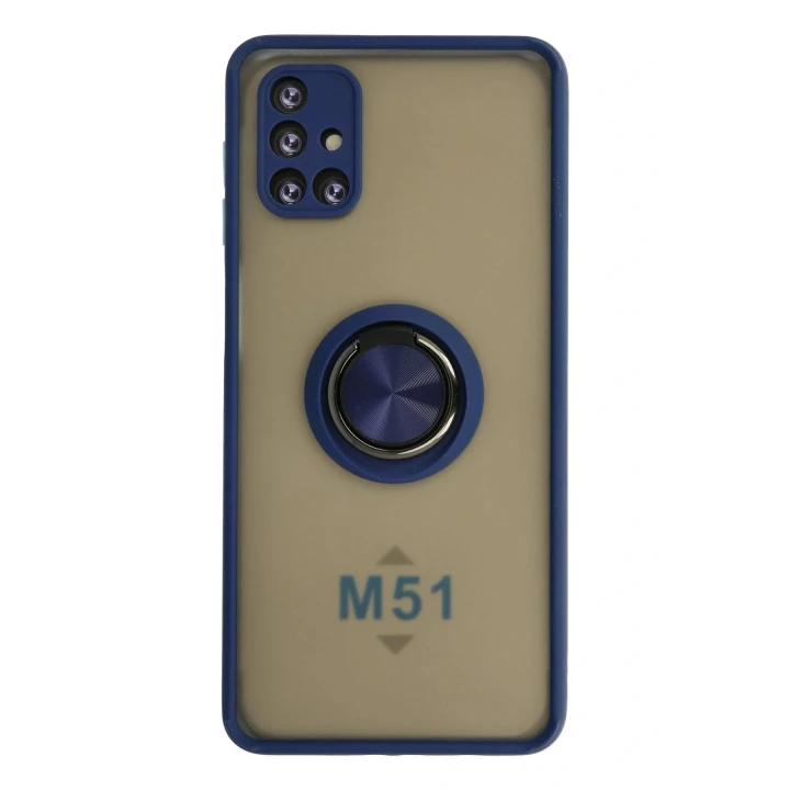 Samsung Galaxy M51 Kılıf Montreal Yüzüklü Silikon Kapak - Lacivert