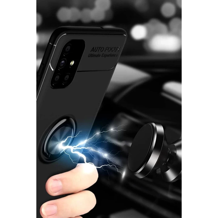 Samsung Galaxy M51 Kılıf Range Yüzüklü Silikon - Siyah