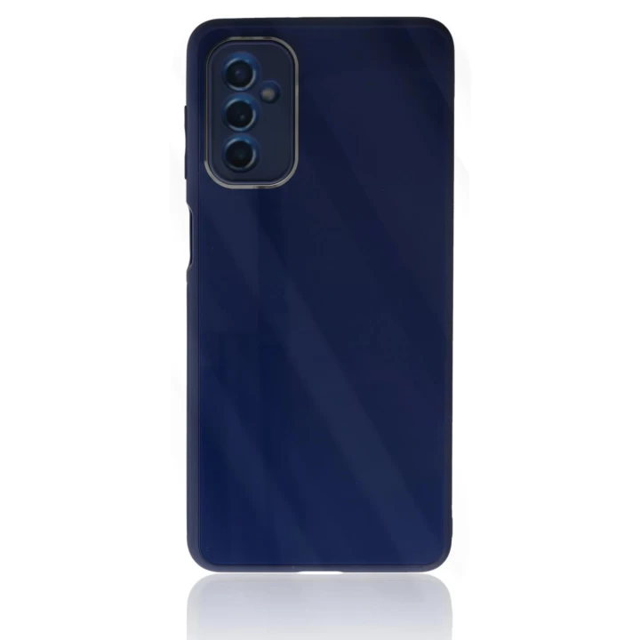 Samsung Galaxy M52 5G Kılıf Glass Kapak - Lacivert