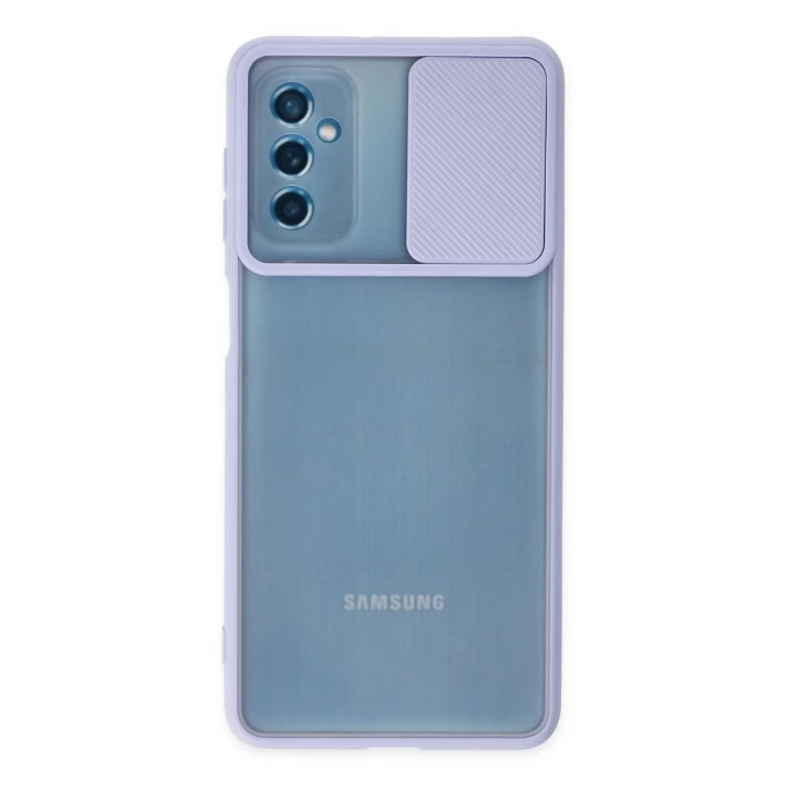Samsung Galaxy M52 5G Kılıf Palm Buzlu Kamera Sürgülü Silikon - Lila