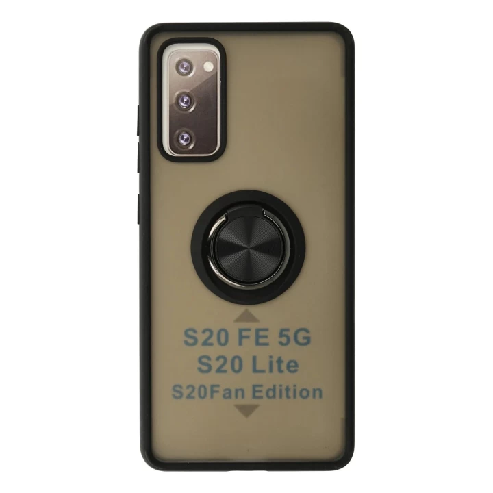 Samsung Galaxy S20 FE Kılıf Montreal Yüzüklü Silikon Kapak - Siyah