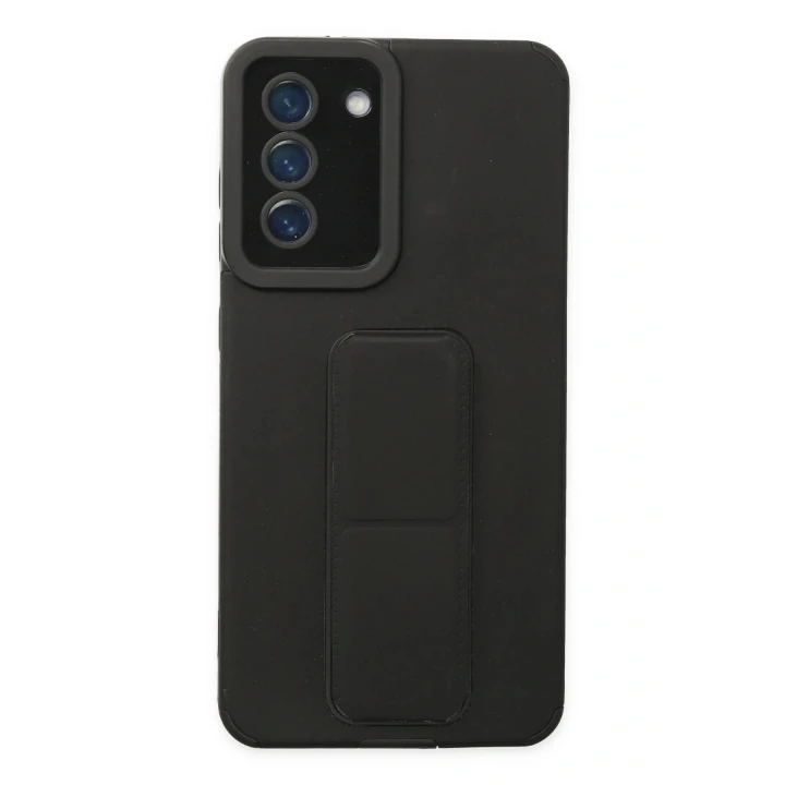 Samsung Galaxy S21 FE Kılıf Mega Standlı Silikon - Siyah