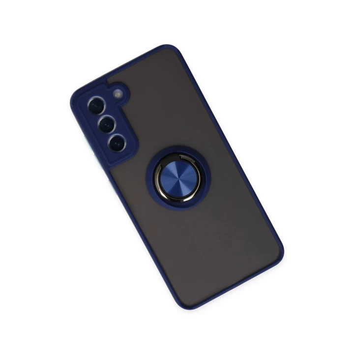 Samsung Galaxy S21 FE Kılıf Montreal Yüzüklü Silikon Kapak - Lacivert