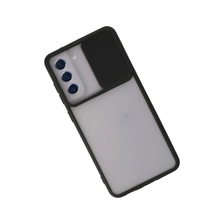 Samsung Galaxy S21 FE Kılıf Palm Buzlu Kamera Sürgülü Silikon - Siyah