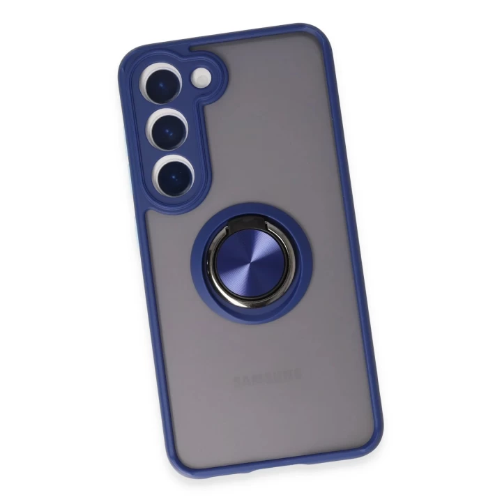Samsung Galaxy S23 Kılıf Montreal Yüzüklü Silikon Kapak - Lacivert