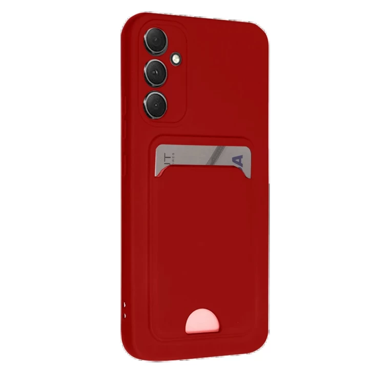 Samsung Galaxy S24 FE Kılıf Kelvin Kartvizitli Silikon - Kırmızı
