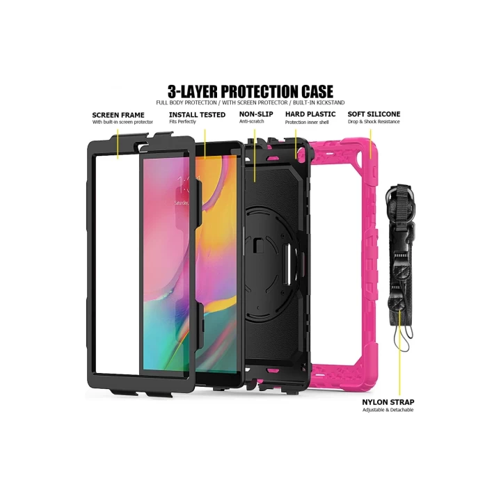 Samsung Galaxy T510 Tab A 10.1 Kılıf Pars Tablet Kapak - Pembe