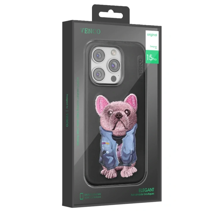Venco iPhone 16 Cute Desenli Kapak - Siyah