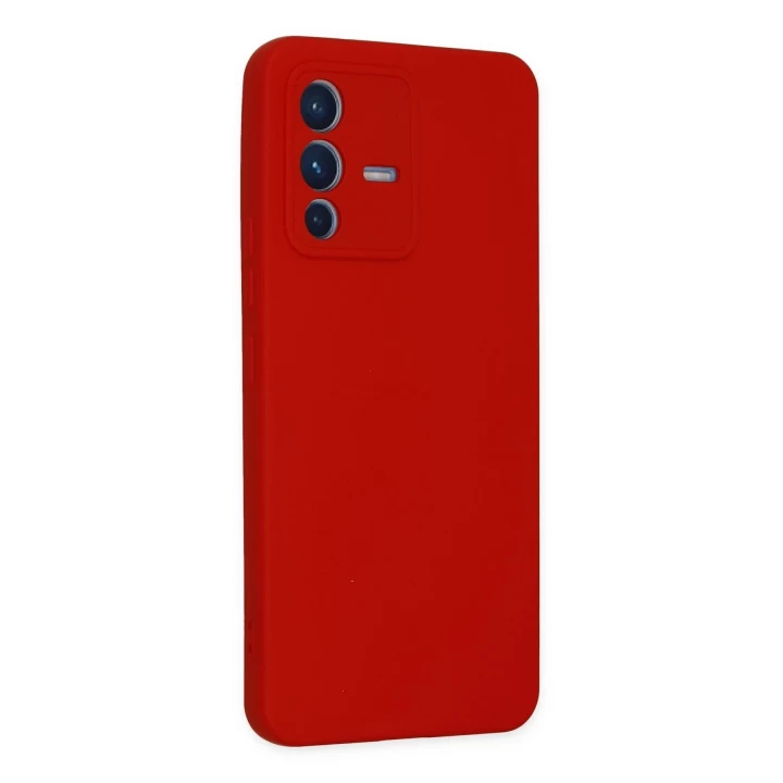 Vivo V23 5G Kılıf Nano içi Kadife Silikon - Kırmızı