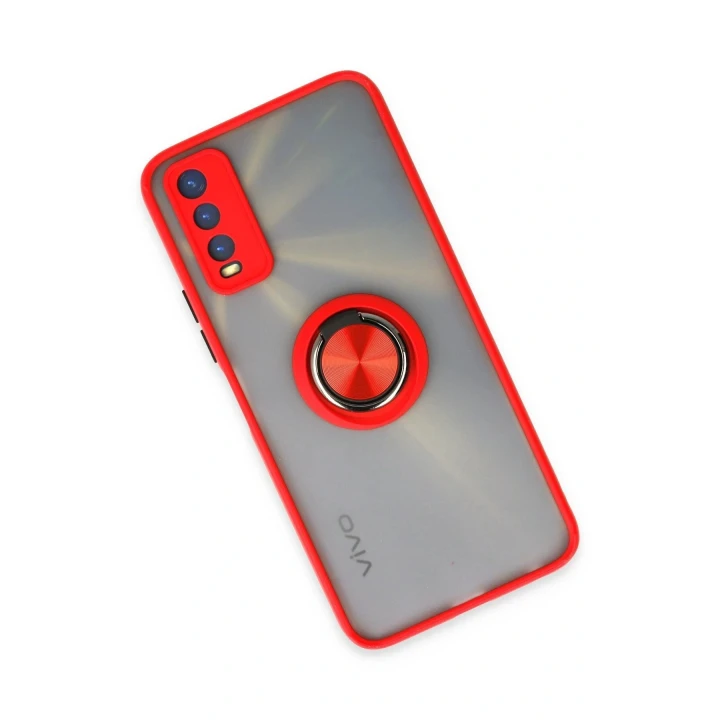 Vivo Y11S Kılıf Montreal Yüzüklü Silikon Kapak - Kırmızı