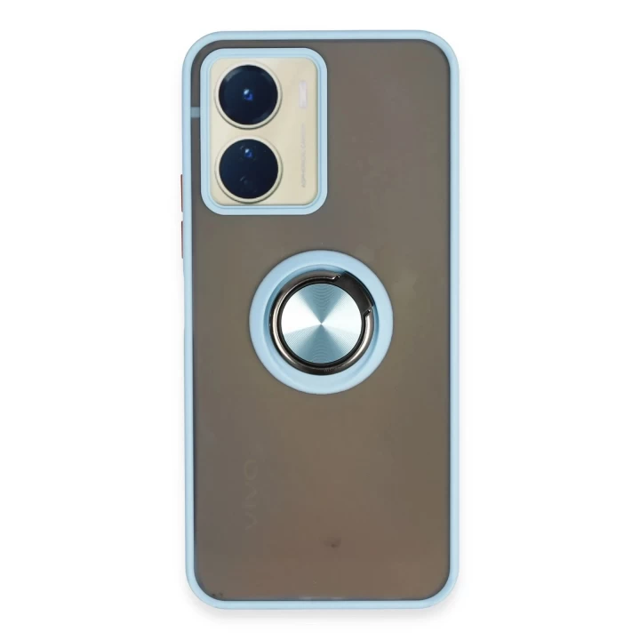 Vivo Y16 Kılıf Montreal Yüzüklü Silikon Kapak - Buz Mavi