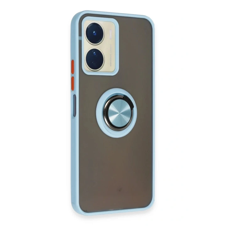 Vivo Y16 Kılıf Montreal Yüzüklü Silikon Kapak - Buz Mavi