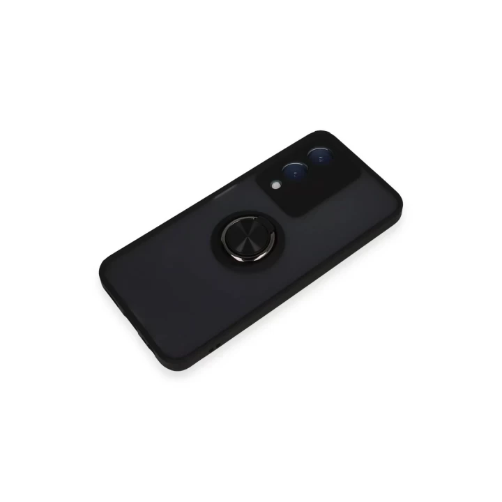 Vivo Y17S Kılıf Montreal Yüzüklü Silikon Kapak - Siyah