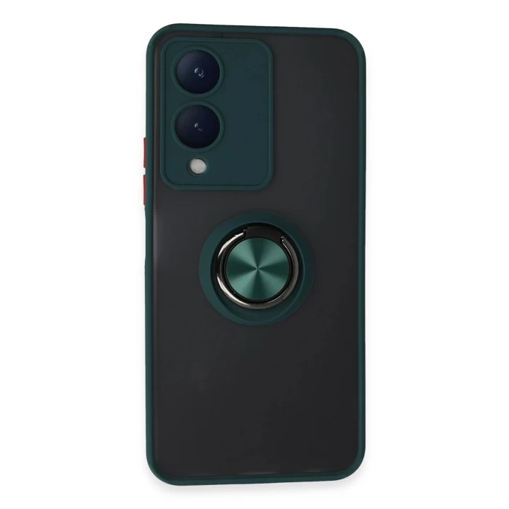 Vivo Y17S Kılıf Montreal Yüzüklü Silikon Kapak - Yeşil