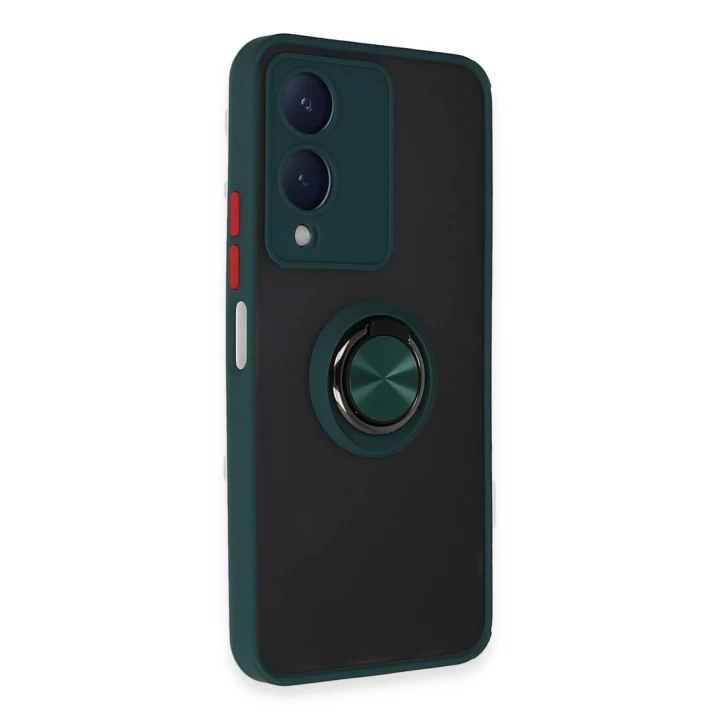 Vivo Y17S Kılıf Montreal Yüzüklü Silikon Kapak - Yeşil
