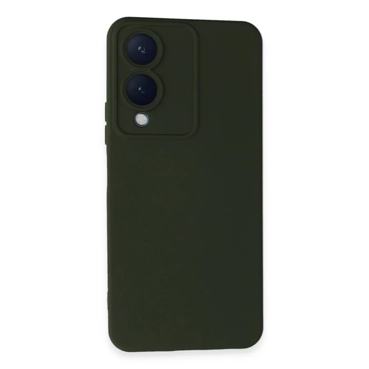 Vivo Y17S Kılıf Nano içi Kadife Silikon - Koyu Yeşil